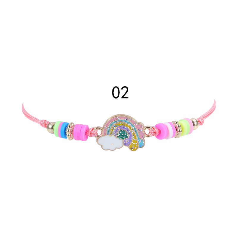 Wholesale Alloy Butterfly Rainbow Flower Shape Polymer Clay Children's Bracelet Necklace